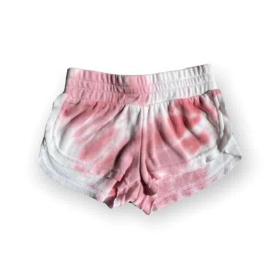 Rowdy Sprout Kids' Girls Terry Tie Dye Shorts In Peony In Red