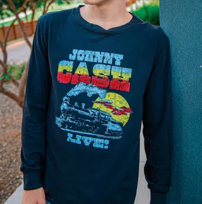 Rowdy Sprout Kids' Johnny Cash Live Long Sleeve Tee In Navy In Blue