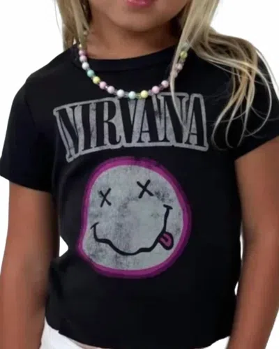 Rowdy Sprout Kid's Nirvana Smiley Tee In Black Sands