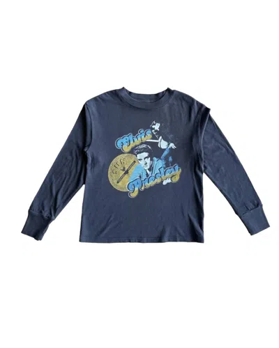 Rowdy Sprout Kid's Sun Records Elvis Presley Long Sleeve Tee In Black In Blue
