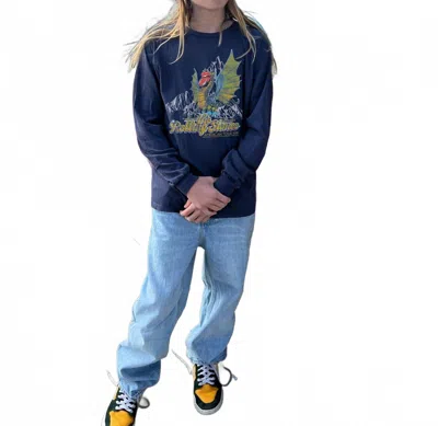Rowdy Sprout Kids Rolling Stones Organic Long Sleeve Tee In Blue