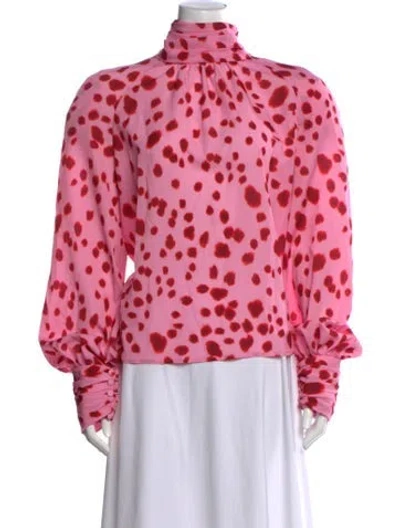 Pre-owned Rowen Rose 2025 Animal Print Blouse In Pink