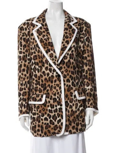 Pre-owned Rowen Rose Animal Print Blazer In Brown