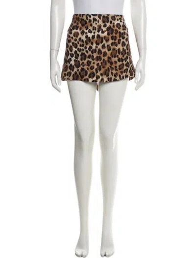 Pre-owned Rowen Rose Animal Print Mini Skirt In White