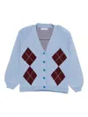 Rowen Rose Argyle-pattern Cardigan In Blue