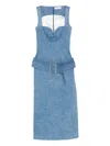 Rowen Rose Belted Denim Midi Dress In Blue