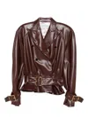 Rowen Rose Belted Double-breasted Jacket In Brown