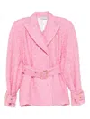 Rowen Rose Belted Double-breasted Jacket In Pink