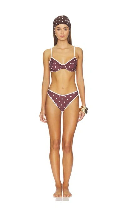 Rowen Rose Bikini Printed Lycra In Brown