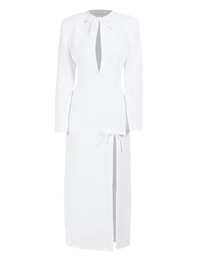 Rowen Rose Bow-detail Long Dress In White