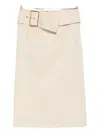 Rowen Rose Buckle Midi Skirt In Neutral