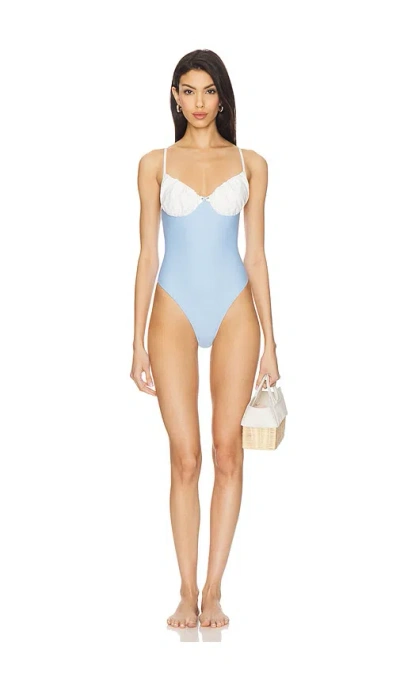 Rowen Rose Bustier One Piece In Blue & White