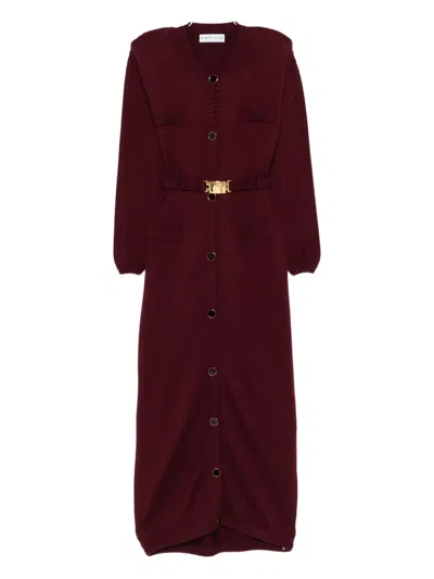 Rowen Rose Button Belted Cardi-coat In Red