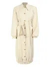 Rowen Rose Buttonedup Belted Coat In Neutral