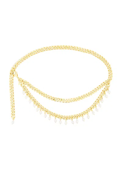 Rowen Rose Chain Belt With Pearl Pendants In Gold