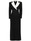 Rowen Rose Contrasting-collar Tuxedo Maxi Dress In Schwarz