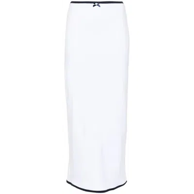 Rowen Rose Contrast-trim Maxi Skirt In White