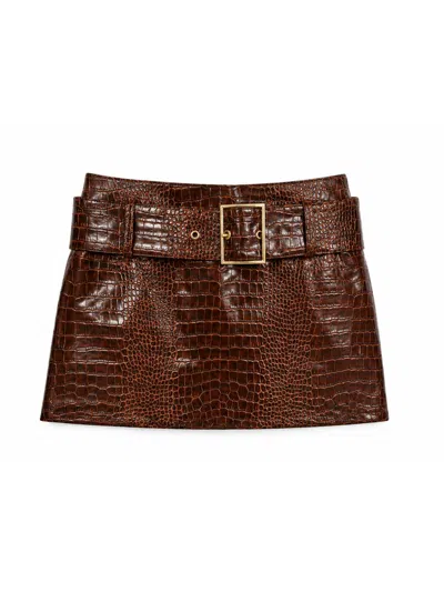 Rowen Rose Crocodile-effect Mini Skirt In Multi