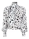 Rowen Rose Dalmatian-pattern Blouse In White