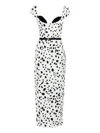Rowen Rose Dalmatian-pattern Bra-detail Belt Dress In White