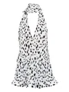 Rowen Rose Dalmatian-pattern Pleated Dress In White