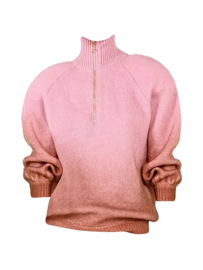 Rowen Rose Degradé Zip-fastening Sweater In Pink