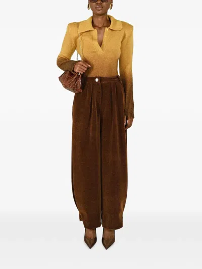 Rowen Rose Degradé-effect Polo Sweater In Gold