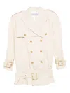 Rowen Rose Double-breasted Belted Coat In White