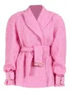Rowen Rose Double-breasted Belted Jacket In Pink
