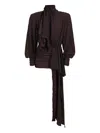 Rowen Rose Draped-detail Mini Dress In Brown