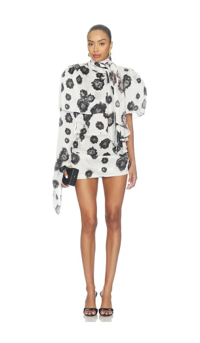 Rowen Rose Draped Mini Dress With Cape In Multi
