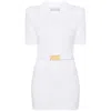 Rowen Rose Fisherman's-knit Cotton Mini Dress In White