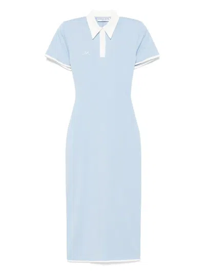 Rowen Rose Embroidered-logo Polo Dress In Blue