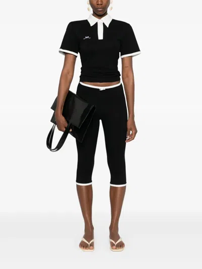 Rowen Rose Embroidered-logo Polo Top In Black