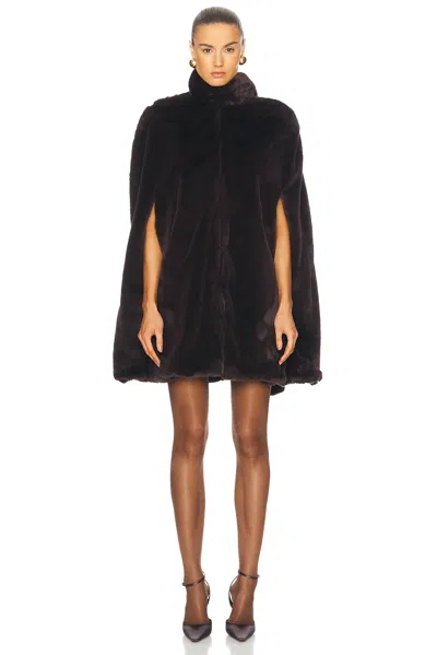 Rowen Rose Faux Fur Cape In Brown
