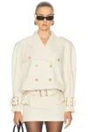 Rowen Rose Faux Leather Belted Jacket In Neutral