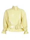 Rowen Rose Faux-leather Oversized Bomber Jacket In Yellow