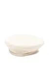 Rowen Rose Flat Leather Beret In White
