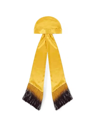 Rowen Rose Fringe-trimmed Turban Hat In Yellow