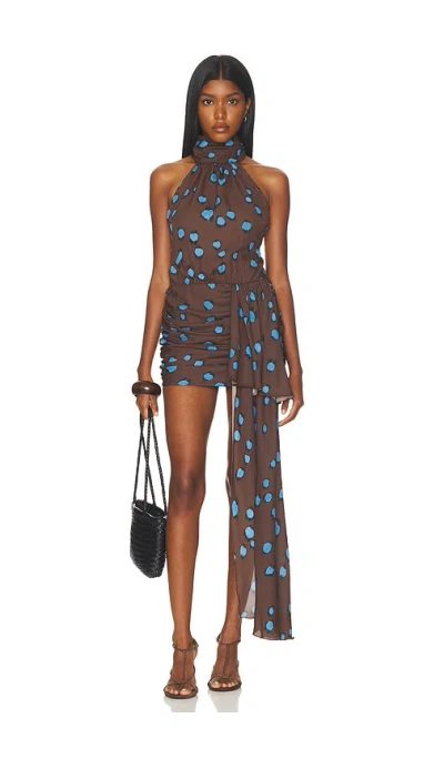 Rowen Rose Halter Mini Dress In Brown