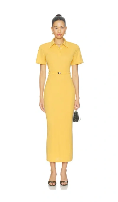 Rowen Rose Jersey Polo Dress In Mustard