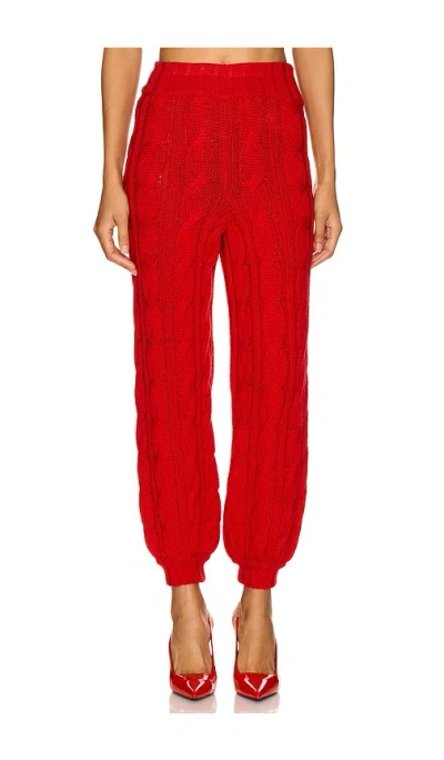 Rowen Rose Jogging Knit Pant In Red