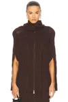 Rowen Rose Knit Cape With Scarf In Brown