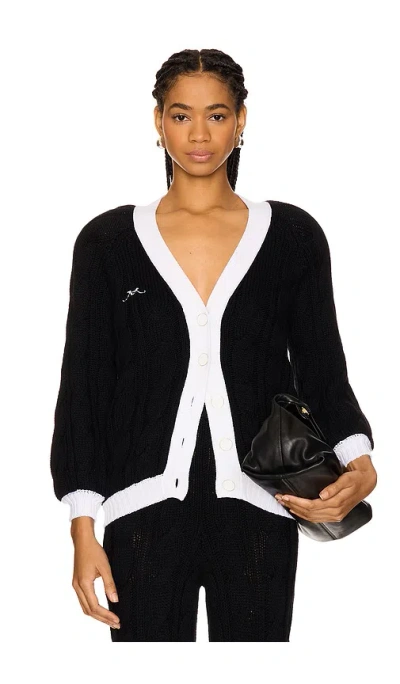 Rowen Rose Knit Cardigan In Black