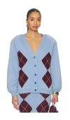 Rowen Rose Knit Cardigan In Blue