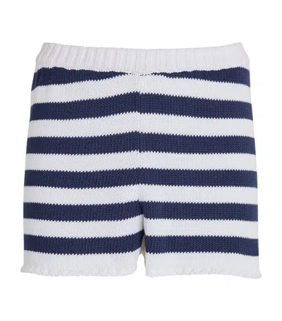 Rowen Rose Knitted Striped Shorts In Blue