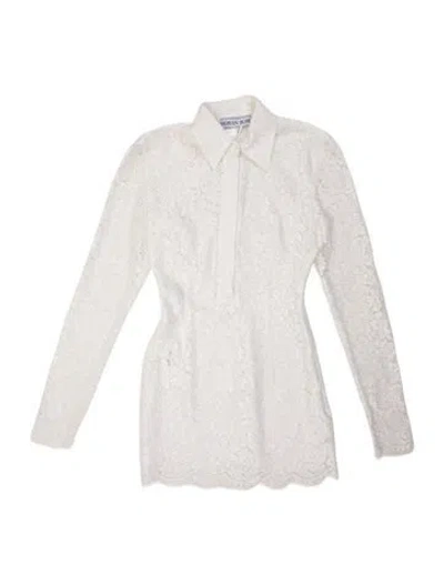 Pre-owned Rowen Rose Lace Pattern Midi Length Dress In White