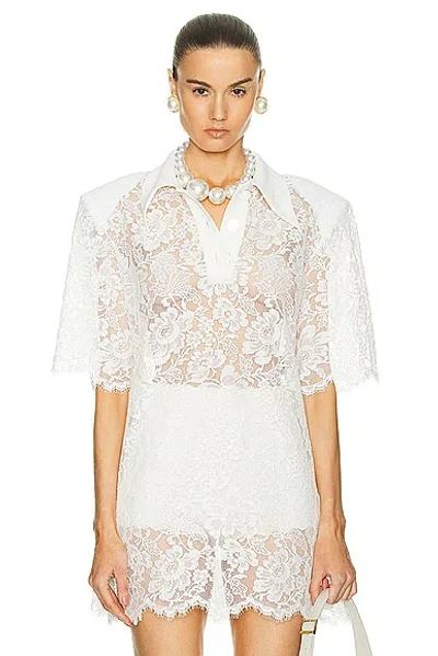 ROWEN ROSE LACE POLO SHORT SLEEVE TOP