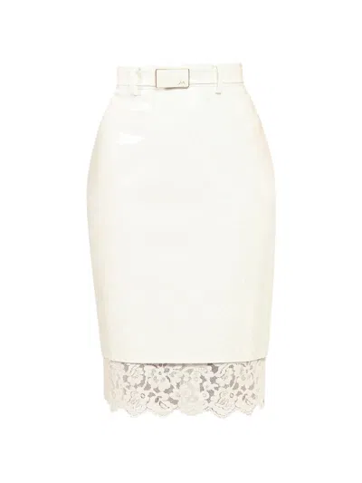 Rowen Rose Lace-trim Vinyl Skirt In White