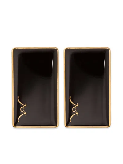 Rowen Rose Logo-detail Earrings In Brown